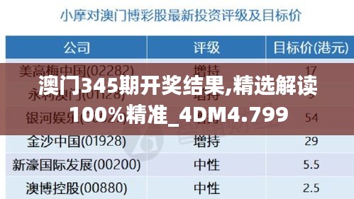 澳门345期开奖结果,精选解读100%精准_4DM4.799