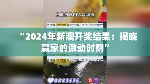 “2024年新澳开奖结果：揭晓赢家的激动时刻”