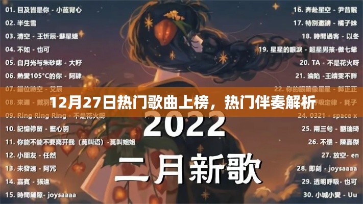 12月27日热门歌曲上榜与伴奏深度解析