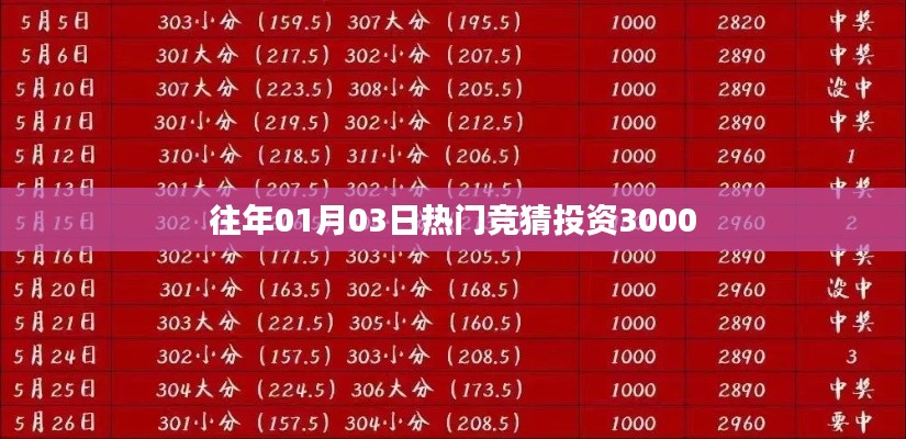 历年热门竞猜投资回顾，1月3日投资热点揭秘，投入三千元体验高收益