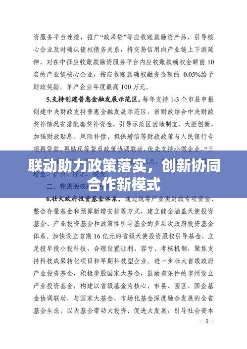 联动助力政策落实，创新协同合作新模式