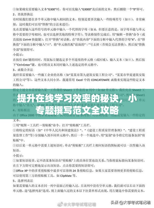 提升在线学习效率的秘诀，小专题撰写范文全攻略