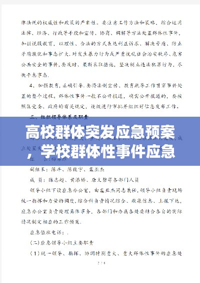 高校群体突发应急预案，学校群体性事件应急预案 