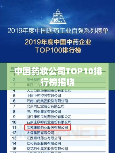 中国药妆公司TOP10排行榜揭晓