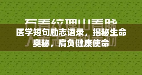 医学短句励志语录，揭秘生命奥秘，肩负健康使命