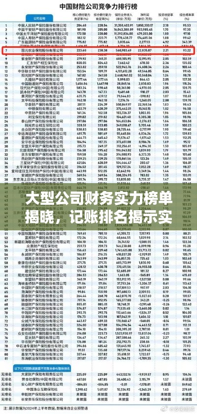 大型公司财务实力榜单揭晓，记账排名揭示实力