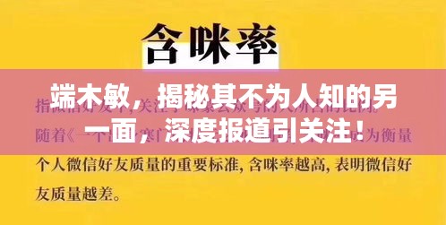 端木敏，揭秘其不为人知的另一面，深度报道引关注！