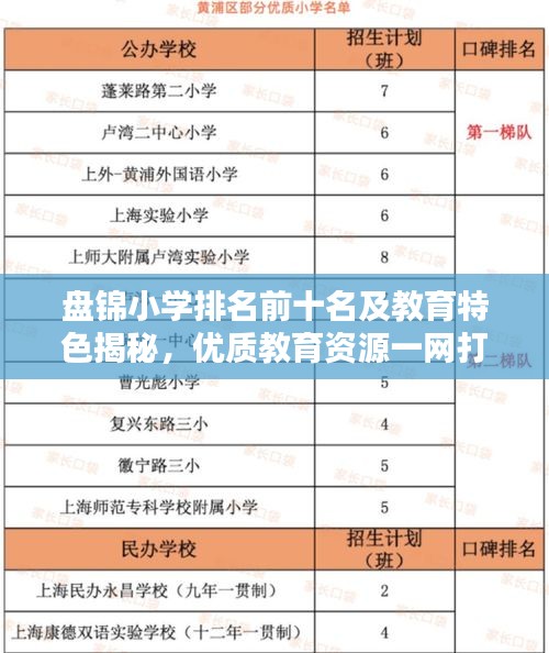 盘锦小学排名前十名及教育特色揭秘，优质教育资源一网打尽！